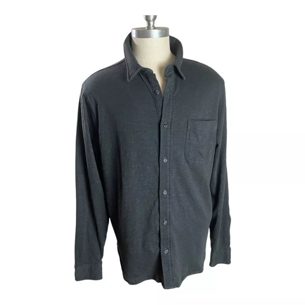 J. Crew Re-Imagined Knit Shirt Men's XL Polo Button Long Sleeve Black